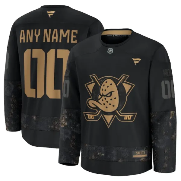 Fanatics Anaheim Ducks Pelipaita 2024-2025 Military Appreciation Practice Musta ( Omalla Nimellä ) Fanatics Anaheim Ducks Pelipaita 2024-2025 Military Appreciation Practice Musta ( Omalla Nimellä )