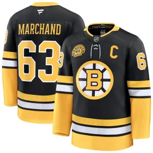 Fanatics Boston Bruins Brad Marchand 100-Vuotispäivä Pelipaita 2024-2025 Kolmos Premium Musta