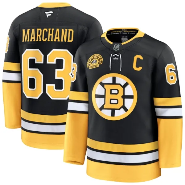 Fanatics Boston Bruins Brad Marchand 100-Vuotispäivä Pelipaita 2024-2025 Kolmos Premium Musta Fanatics Boston Bruins Brad Marchand 100-Vuotispäivä Pelipaita 2024-2025 Kolmos Premium Musta