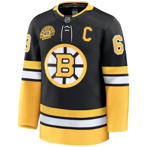 Fanatics Boston Bruins Brad Marchand 100-Vuotispäivä Pelipaita 2024-2025 Kolmos Premium Musta