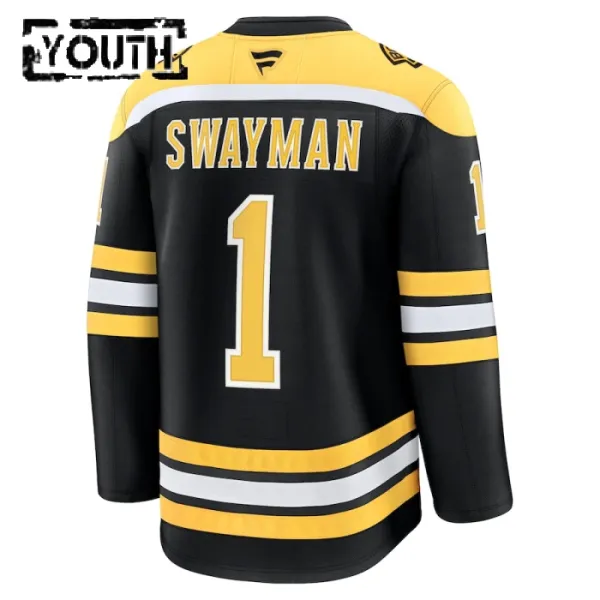 Fanatics Boston Bruins Jeremy Swayman Lasten Pelipaita 2024-2025 Koti Premium Musta