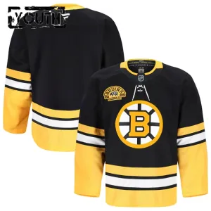 Fanatics Boston Bruins Lasten 100-Vuotispäivä Pelipaita 2024-2025 Kolmos Premium Musta ( Omalla Nimellä )