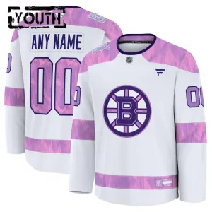 Fanatics Boston Bruins Lasten Pelipaita 2024-2025 Hockey Fights Cancer Practice Valkoinen ( Omalla Nimellä )