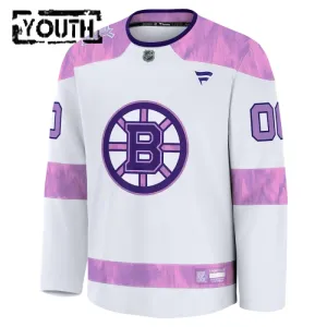 Fanatics Boston Bruins Lasten Pelipaita 2024-2025 Hockey Fights Cancer Practice Valkoinen ( Omalla Nimellä )