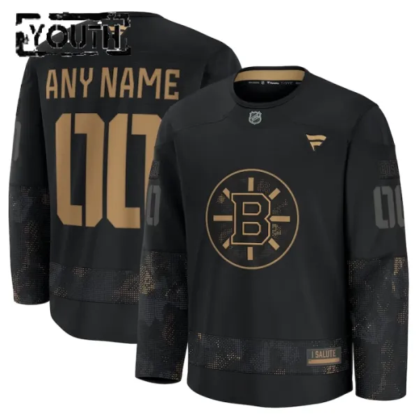 Fanatics Boston Bruins Lasten Pelipaita 2024-2025 Military Appreciation Practice Musta ( Omalla Nimellä ) Fanatics Boston Bruins Lasten Pelipaita 2024-2025 Military Appreciation Practice Musta ( Omalla Nimellä )
