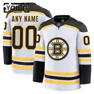 Fanatics Boston Bruins Lasten Pelipaita 2024-2025 Vieras Premium Valkoinen ( Omalla Nimellä )