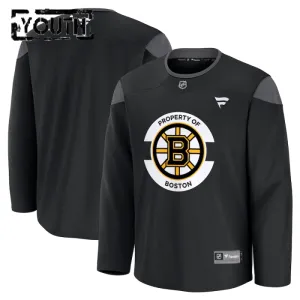 Fanatics Boston Bruins Team Lasten Pelipaita 2024-2025 Practice Musta ( Omalla Nimellä )