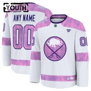 Fanatics Buffalo Sabres Lasten Pelipaita 2024-2025 Hockey Fights Cancer Practice Valkoinen ( Omalla Nimellä )