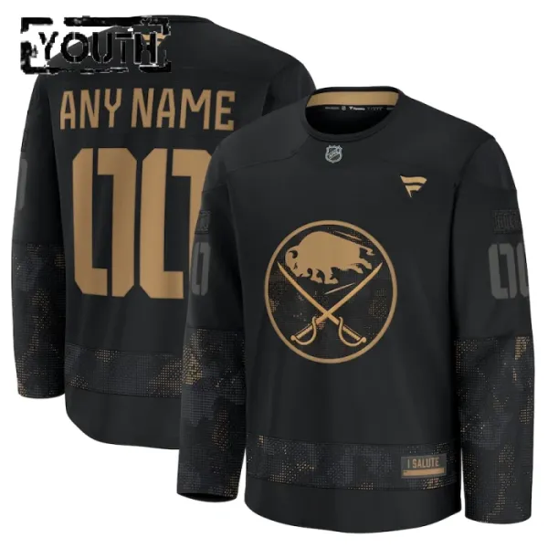 Fanatics Buffalo Sabres Lasten Pelipaita 2024-2025 Military Appreciation Practice Musta ( Omalla Nimellä ) Fanatics Buffalo Sabres Lasten Pelipaita 2024-2025 Military Appreciation Practice Musta ( Omalla Nimellä )
