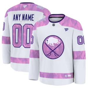Fanatics Buffalo Sabres Pelipaita 2024-2025 Hockey Fights Cancer Practice Valkoinen ( Omalla Nimellä )