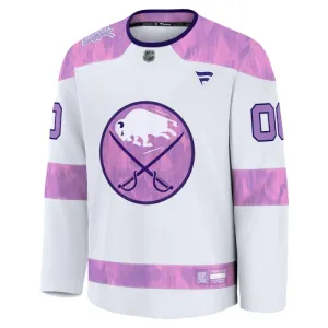 Fanatics Buffalo Sabres Pelipaita 2024-2025 Hockey Fights Cancer Practice Valkoinen ( Omalla Nimellä )