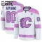 Fanatics Calgary Flames Lasten Pelipaita 2024-2025 Hockey Fights Cancer Practice Valkoinen ( Omalla Nimellä )