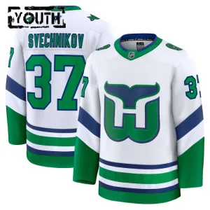 Fanatics Carolina Hurricanes Andrei Svechnikov Lasten Pelipaita 2024-2025 Kolmos Premium Valkoinen