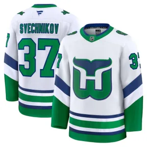Fanatics Carolina Hurricanes Andrei Svechnikov Pelipaita 2024-2025 Kolmos Premium Valkoinen
