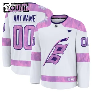 Fanatics Carolina Hurricanes Lasten Pelipaita 2024-2025 Hockey Fights Cancer Practice Valkoinen ( Omalla Nimellä )