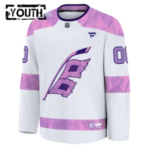 Fanatics Carolina Hurricanes Lasten Pelipaita 2024-2025 Hockey Fights Cancer Practice Valkoinen ( Omalla Nimellä )