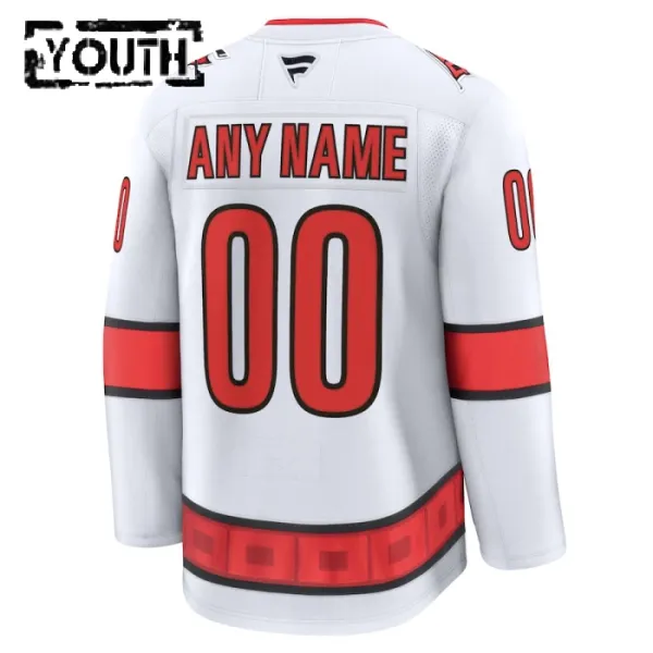 Fanatics Carolina Hurricanes Lasten Pelipaita 2024-2025 Vieras Premium Valkoinen ( Omalla Nimellä )