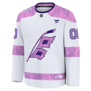 Fanatics Carolina Hurricanes Pelipaita 2024-2025 Hockey Fights Cancer Practice Valkoinen ( Omalla Nimellä )