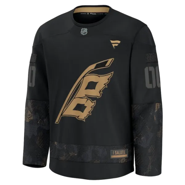 Fanatics Carolina Hurricanes Pelipaita 2024-2025 Military Appreciation Practice Musta ( Omalla Nimellä )