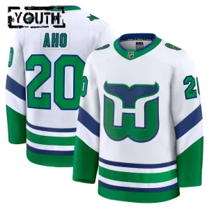 Fanatics Carolina Hurricanes Sebastian Aho Lasten Pelipaita 2024-2025 Kolmos Premium Valkoinen