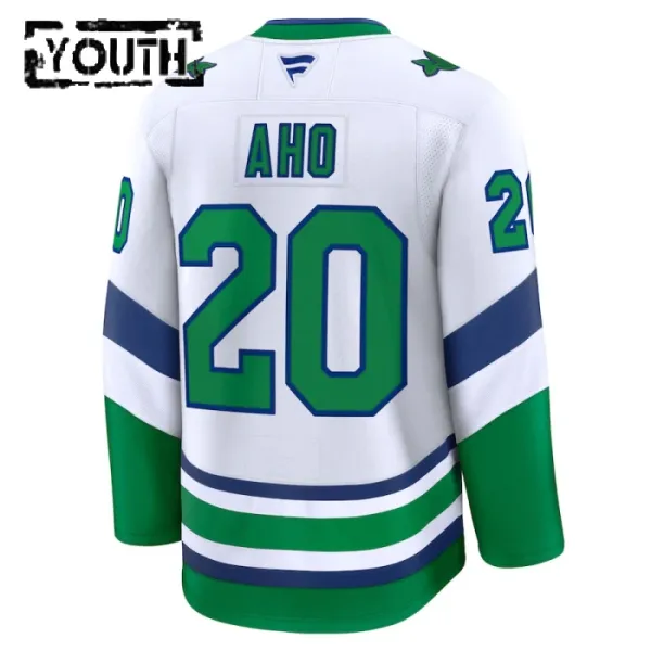 Fanatics Carolina Hurricanes Sebastian Aho Lasten Pelipaita 2024-2025 Kolmos Premium Valkoinen