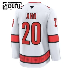 Fanatics Carolina Hurricanes Sebastian Aho Lasten Pelipaita 2024-2025 Vieras Premium Valkoinen