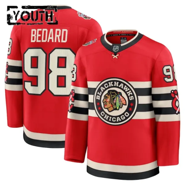 Fanatics Chicago Blackhawks Connor Bedard Lasten Pelipaita 2024-2025 Premium Winter Classic Punainen Fanatics Chicago Blackhawks Connor Bedard Lasten Pelipaita 2024-2025 Premium Winter Classic Punainen