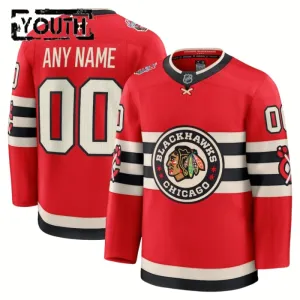 Fanatics Chicago Blackhawks Lasten Pelipaita 2024-2025 Premium Winter Classic Punainen ( Omalla Nimellä )