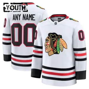 Fanatics Chicago Blackhawks Lasten Pelipaita 2024-2025 Vieras Premium Valkoinen ( Omalla Nimellä )