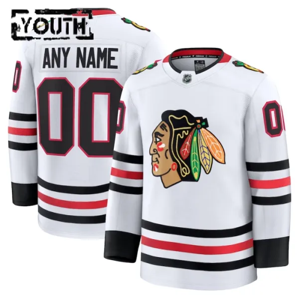 Fanatics Chicago Blackhawks Lasten Pelipaita 2024-2025 Vieras Premium Valkoinen ( Omalla Nimellä ) Fanatics Chicago Blackhawks Lasten Pelipaita 2024-2025 Vieras Premium Valkoinen ( Omalla Nimellä )