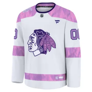 Fanatics Chicago Blackhawks Pelipaita 2024-2025 Hockey Fights Cancer Practice Valkoinen ( Omalla Nimellä )