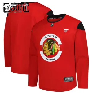 Fanatics Chicago Blackhawks Team Lasten Pelipaita 2024-2025 Practice Punainen ( Omalla Nimellä )
