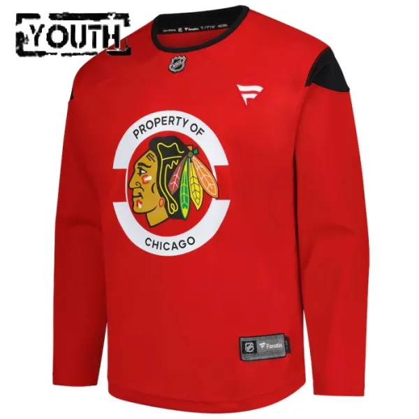 Fanatics Chicago Blackhawks Team Lasten Pelipaita 2024-2025 Practice Punainen ( Omalla Nimellä )