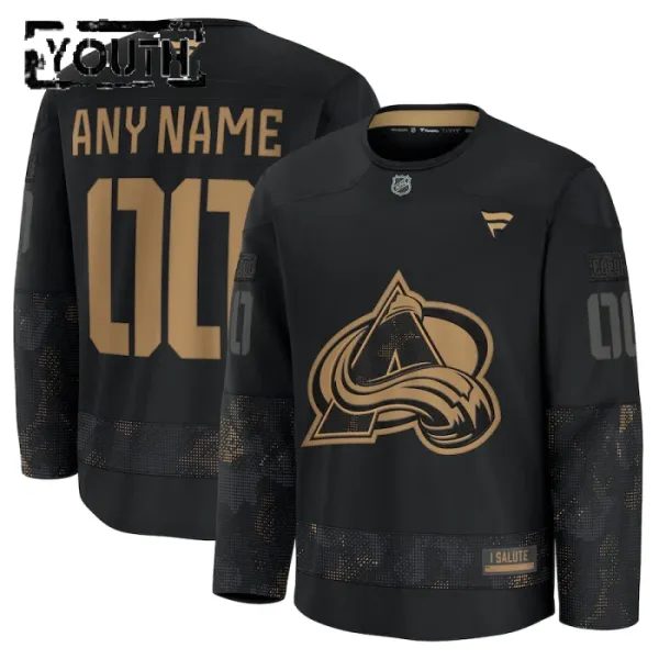 Fanatics Colorado Avalanche Lasten Pelipaita 2024-2025 Military Appreciation Practice Musta ( Omalla Nimellä ) Fanatics Colorado Avalanche Lasten Pelipaita 2024-2025 Military Appreciation Practice Musta ( Omalla Nimellä )
