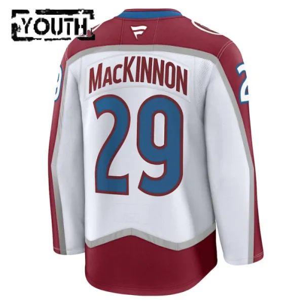 Fanatics Colorado Avalanche Nathan MacKinnon Lasten Pelipaita 2024-2025 Vieras Premium Valkoinen