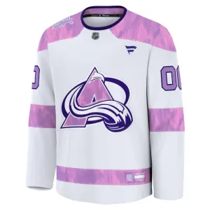 Fanatics Colorado Avalanche Pelipaita 2024-2025 Hockey Fights Cancer Practice Valkoinen ( Omalla Nimellä )