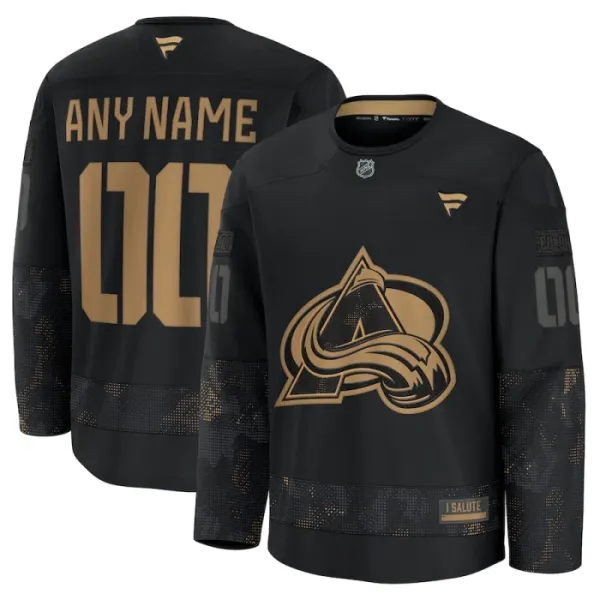 Fanatics Colorado Avalanche Pelipaita 2024-2025 Military Appreciation Practice Musta ( Omalla Nimellä ) Fanatics Colorado Avalanche Pelipaita 2024-2025 Military Appreciation Practice Musta ( Omalla Nimellä )