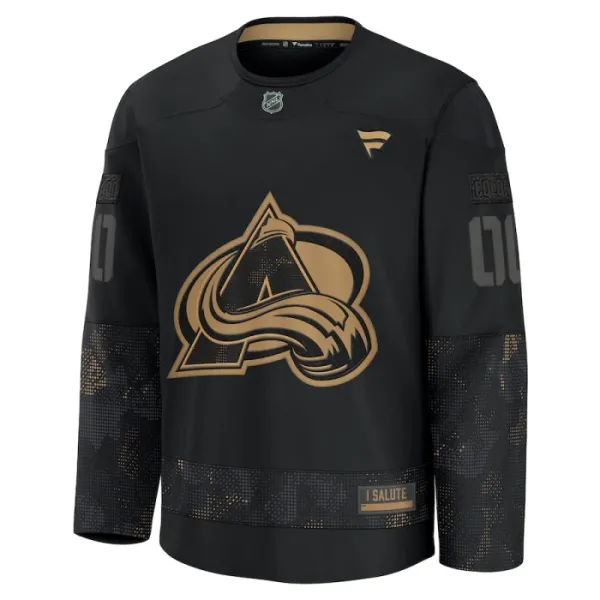 Fanatics Colorado Avalanche Pelipaita 2024-2025 Military Appreciation Practice Musta ( Omalla Nimellä )