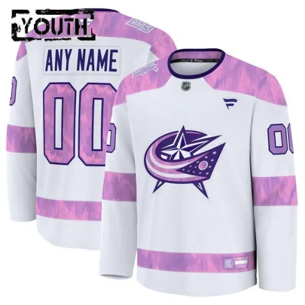 Fanatics Columbus Blue Jackets Lasten Pelipaita 2024-2025 Hockey Fights Cancer Practice Valkoinen ( Omalla Nimellä ) Fanatics Columbus Blue Jackets Lasten Pelipaita 2024-2025 Hockey Fights Cancer Practice Valkoinen ( Omalla Nimellä )