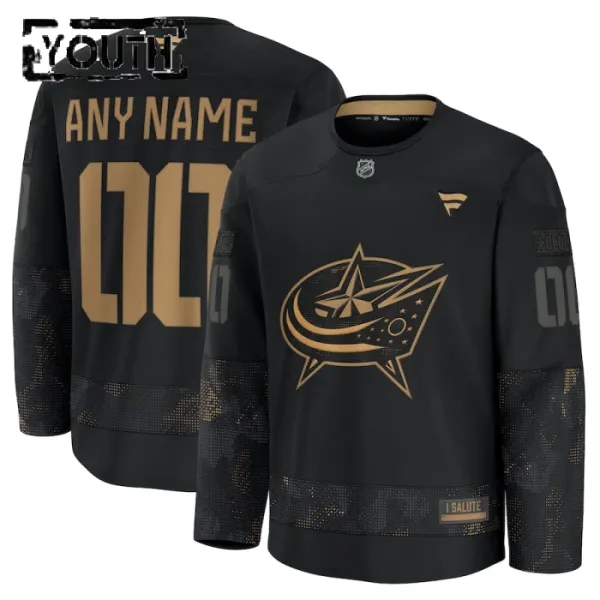 Fanatics Columbus Blue Jackets Lasten Pelipaita 2024-2025 Military Appreciation Practice Musta ( Omalla Nimellä ) Fanatics Columbus Blue Jackets Lasten Pelipaita 2024-2025 Military Appreciation Practice Musta ( Omalla Nimellä )