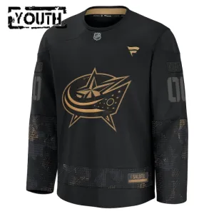 Fanatics Columbus Blue Jackets Lasten Pelipaita 2024-2025 Military Appreciation Practice Musta ( Omalla Nimellä )