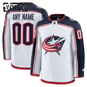 Fanatics Columbus Blue Jackets Lasten Pelipaita 2024-2025 Vieras Premium Valkoinen ( Omalla Nimellä )