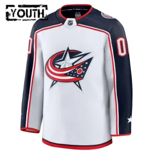 Fanatics Columbus Blue Jackets Lasten Pelipaita 2024-2025 Vieras Premium Valkoinen ( Omalla Nimellä )