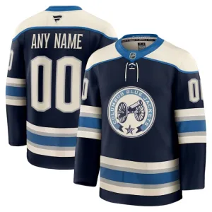 Fanatics Columbus Blue Jackets Pelipaita 2024-2025 Kolmos Premium Navy ( Omalla Nimellä )