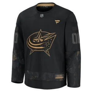 Fanatics Columbus Blue Jackets Pelipaita 2024-2025 Military Appreciation Practice Musta ( Omalla Nimellä )