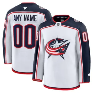Fanatics Columbus Blue Jackets Pelipaita 2024-2025 Vieras Premium Valkoinen ( Omalla Nimellä )