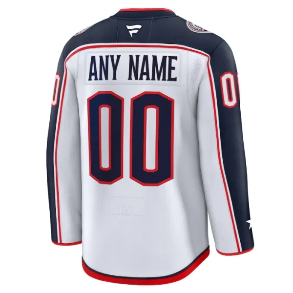 Fanatics Columbus Blue Jackets Pelipaita 2024-2025 Vieras Premium Valkoinen ( Omalla Nimellä )