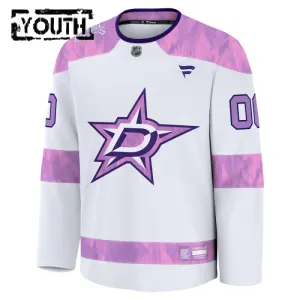 Fanatics Dallas Stars Lasten Pelipaita 2024-2025 Hockey Fights Cancer Practice Valkoinen ( Omalla Nimellä )