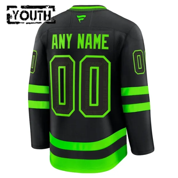 Fanatics Dallas Stars Lasten Pelipaita 2024-2025 Kolmos Premium Musta ( Omalla Nimellä )