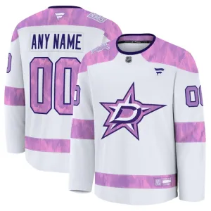 Fanatics Dallas Stars Pelipaita 2024-2025 Hockey Fights Cancer Practice Valkoinen ( Omalla Nimellä )